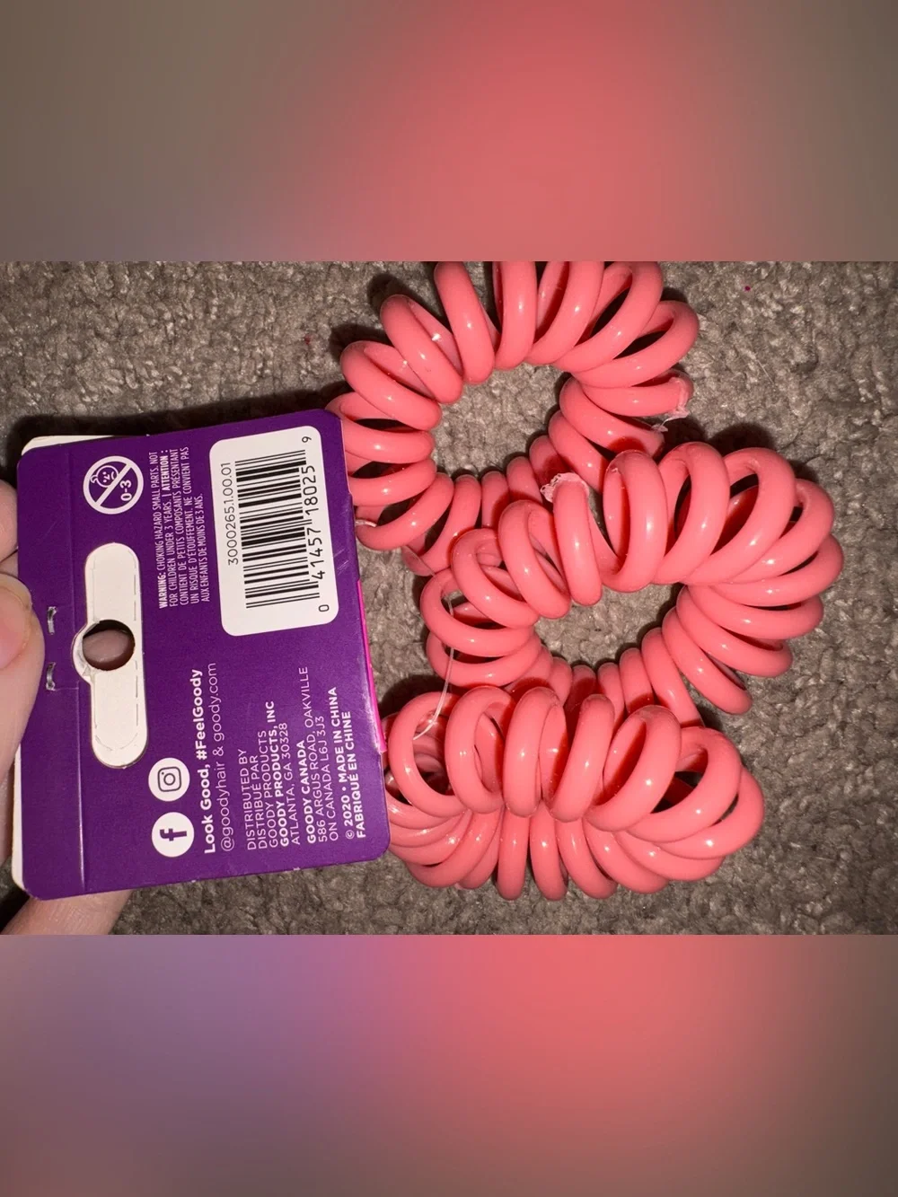 Goody Coral Pink Spiral Hair Ties - 3 Pack